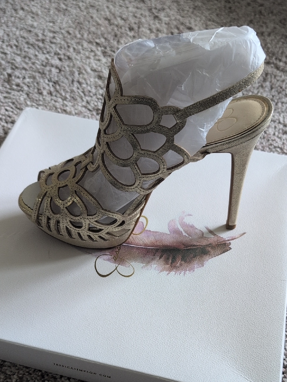 Metallic Gold Cutout Stiletto Heels - Women